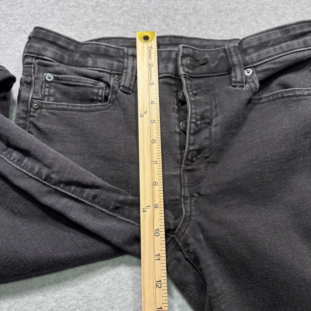 American Eagle Womens High Rise Super Flare Jeans Black Button Fly Size 4 28x30